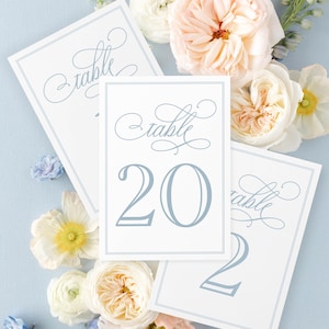 Classic Wedding Table Numbers Digital Download Wedding Decor Printable Table Number Instant Download, Dusty Blue Wedding Decorations MPD1006