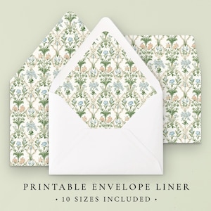 Rococo Wedding Envelope Liner Template, Printable Envelope Liners Wedding Invitation Instant Download, Wedding Template Digital Download