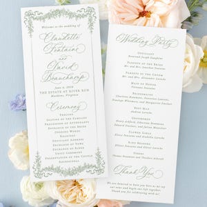 Sage Green Wedding Program Template, Elegant Floral Design (Digital Download) MPD1009