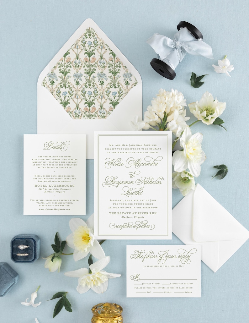 Sage Green Wedding Invitation Templates, Classic Wedding Invitations Instant Download, Regency Style Wedding Invite Printable MPD1005 image 4