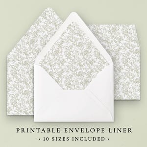 Sage Green Envelope Liner Template Instant Download, Floral Envelope Liners Wedding Template, Wedding Invitation Envelope Digital Download