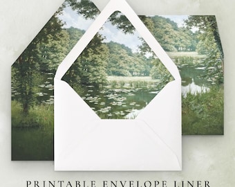 Forest Envelope Liner Template Instant Download, Classic Wedding Template Envelope Liners Digital Download, A7 Wedding Invitation Envelopes