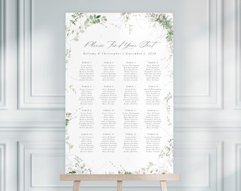 BELLAMY | Greenery Wedding Seating Chart, Modern Wedding Sign, Wedding Table Plan, Wedding Seating Plan, Printable Wedding Signs