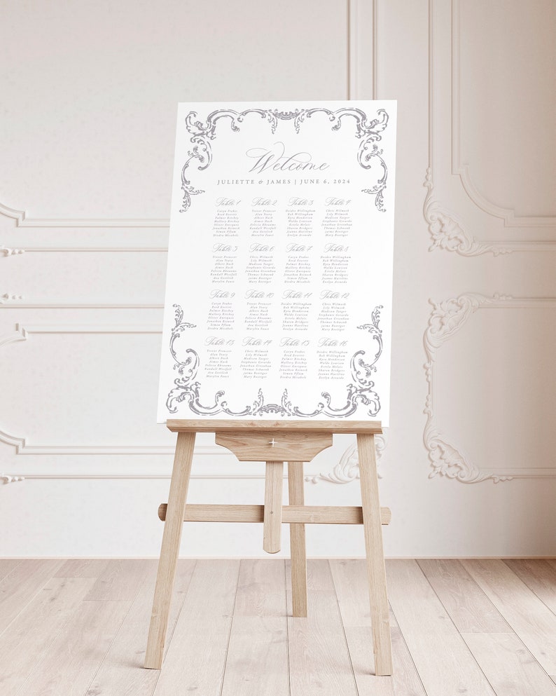 JULIETTE Elegant Wedding Seating Chart, Purple Wedding Sign, Wedding Table Plan, Printable Wedding Signs, Wedding Seating Plan image 2