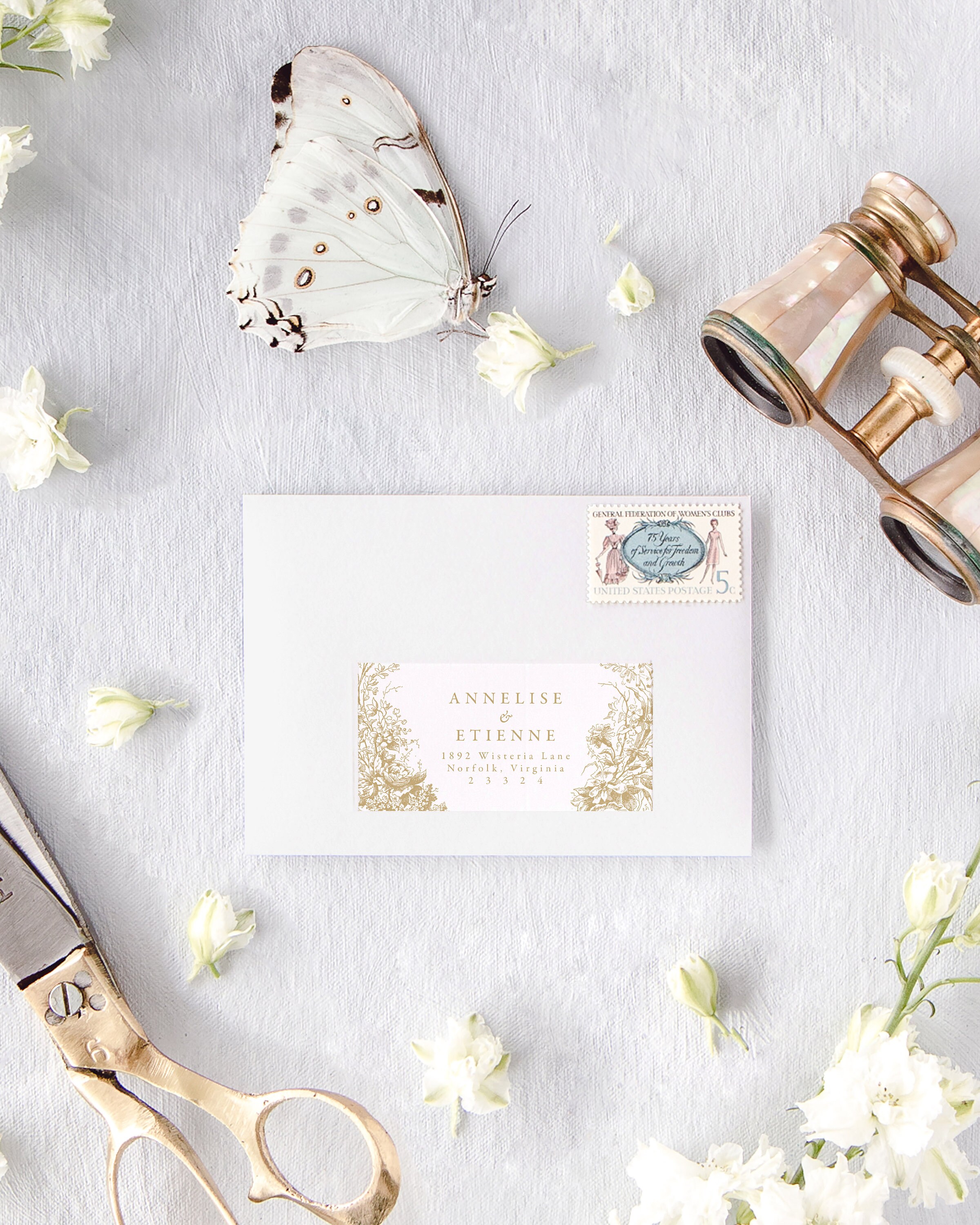 Gold Return Address Labels for Wedding Envelopes Floral Etsy