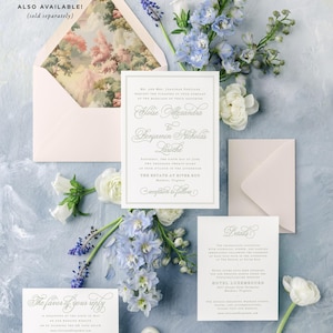 Sage Green Wedding Invitation Templates, Classic Wedding Invitations Instant Download, Regency Style Wedding Invite Printable MPD1005 image 2