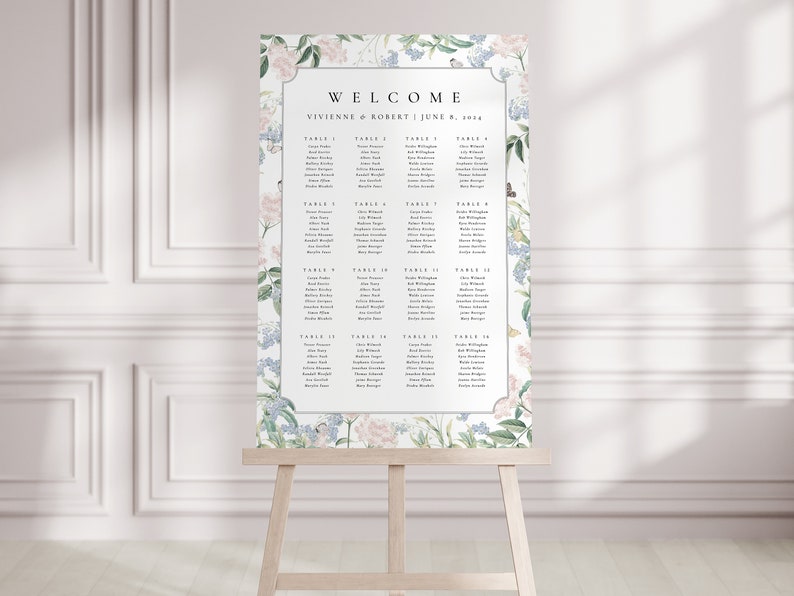 VIVIENNE Butterfly Wedding Seating Chart, Floral Wedding Table Plan, Printable Wedding Signs, Wedding Seating Plan, Seating Chart Wedding image 4