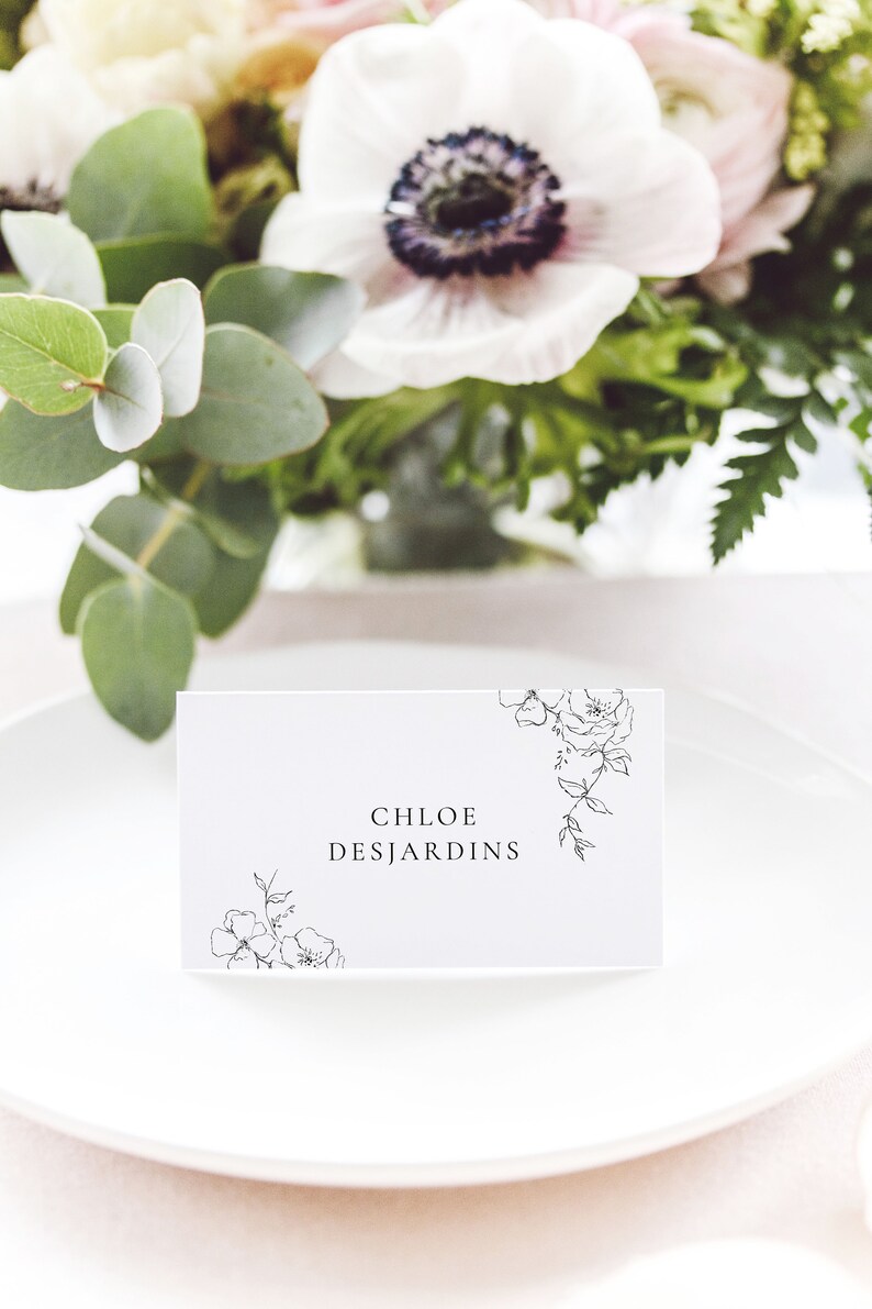 Name Cards Wedding Elegant Wedding Place Card, Floral Wedding Place Cards Printed Escort Cards