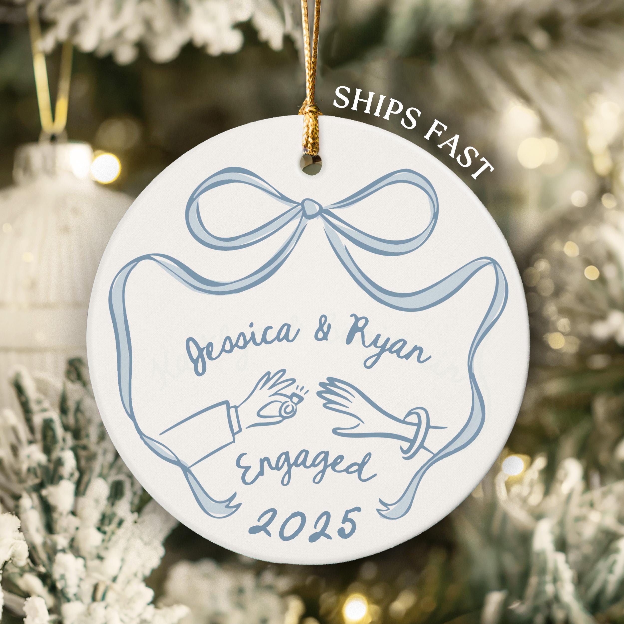 First Christmas Engaged Ornament, Personalized Engagement Gift for Couples, Custom Engagement Christmas Keepsake, Engaged Christmas Ornament