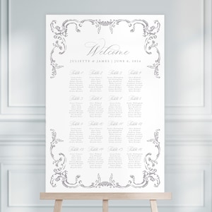 JULIETTE Elegant Wedding Seating Chart, Purple Wedding Sign, Wedding Table Plan, Printable Wedding Signs, Wedding Seating Plan image 1