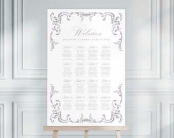 JULIETTE | Elegant Wedding Seating Chart, Purple Wedding Sign, Wedding Table Plan, Printable Wedding Signs, Wedding Seating Plan