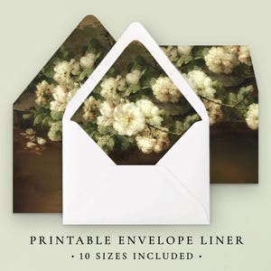 Ivory Floral Envelope Liner Template Instant Download, Digital Download Wedding Template, Printable Envelope Liners for Wedding Invitations