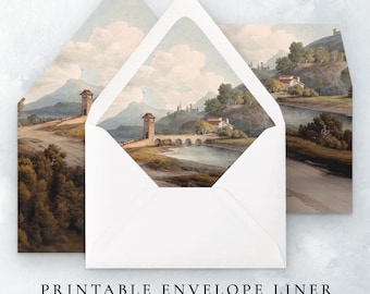 Printable Envelope Liner Template Digital Download, Italy Destination Wedding Envelope Liners Instant Download, Classic Art Wedding Template