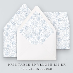 Blue Chinoiserie Envelope Liner Template Instant Download, Printable Envelope Liners Digital Download, Floral Wedding Template DIY MPD1008