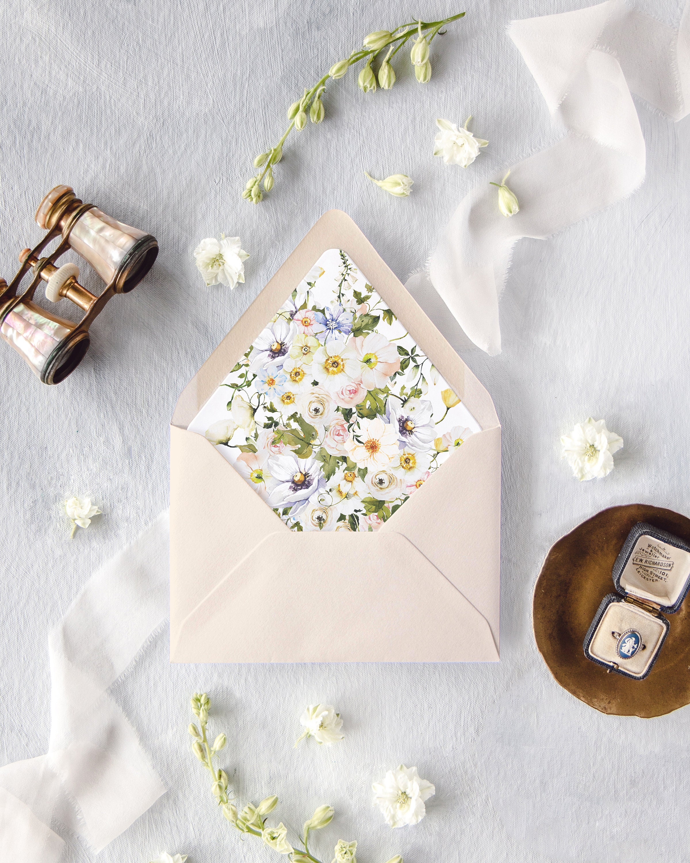 Herbs & Wildflowers Wedding Envelope Liners