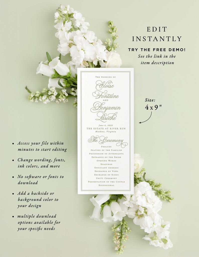 The image is a wedding invitation card featuring a floral background and elegant text.