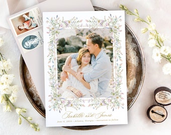 ISABELLE | Floral Frame Save the Date, Save the Dates with Frame, Wildflower Save the Date Cards, Elegant Wedding Invitations Save the Date