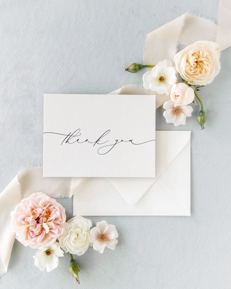 Gender Neutral Baby Shower Thank You Cards Modern Calligraphy Etsy