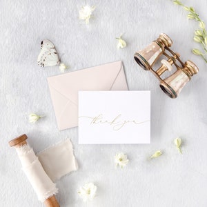 Gold Calligraphy Bridesmaid Thank You Cards, Modern Bridal Shower Thank You Cards, Elegant Bridesmaid Thank You Card, Set of 10 image 2