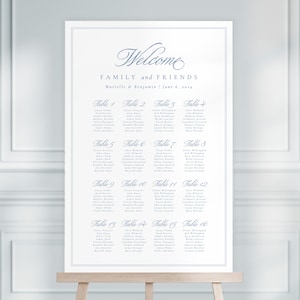 Classic Wedding Seating Chart, Blue Wedding Sign, Simple Wedding Table Plan, Printable Wedding Signs, Wedding Seating Plan | MARIELLE