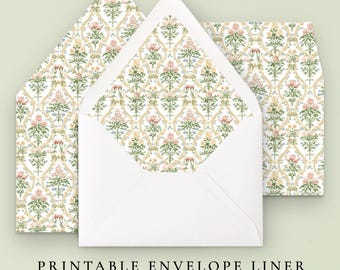 Printable Envelope Liner Template Instant Download, Rococo Wedding Template Digital Download, Floral Envelope Liners Wedding Invitations