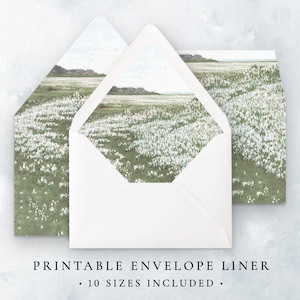Printable Envelope Liner Template Instant Download, Flower Field Envelope Liners Digital Download, Classic Painting Wedding Template