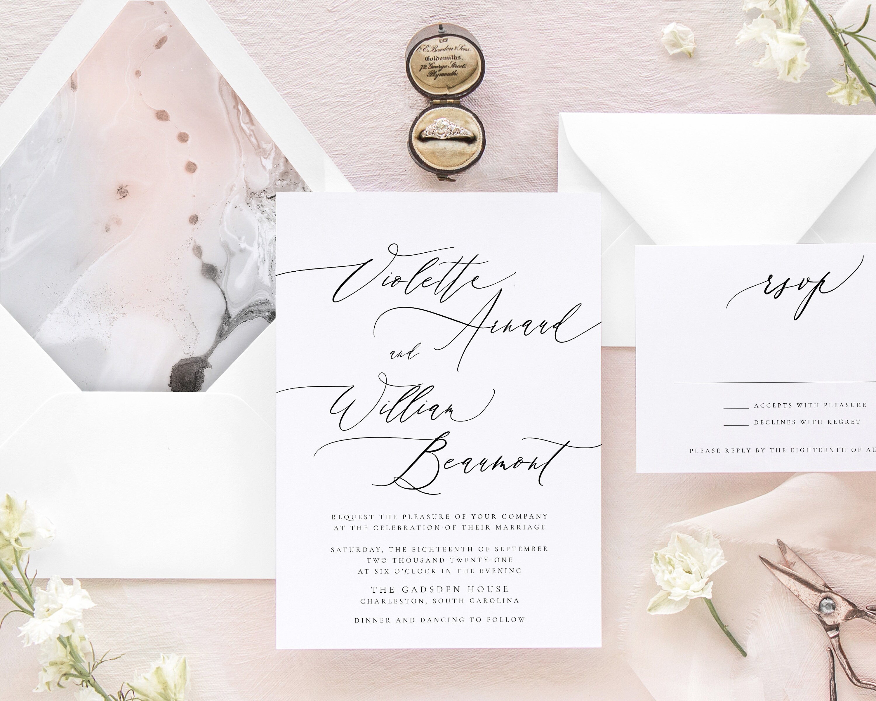 New Western Champagne Wedding Invitation Cards with Custom Personalized Printing 