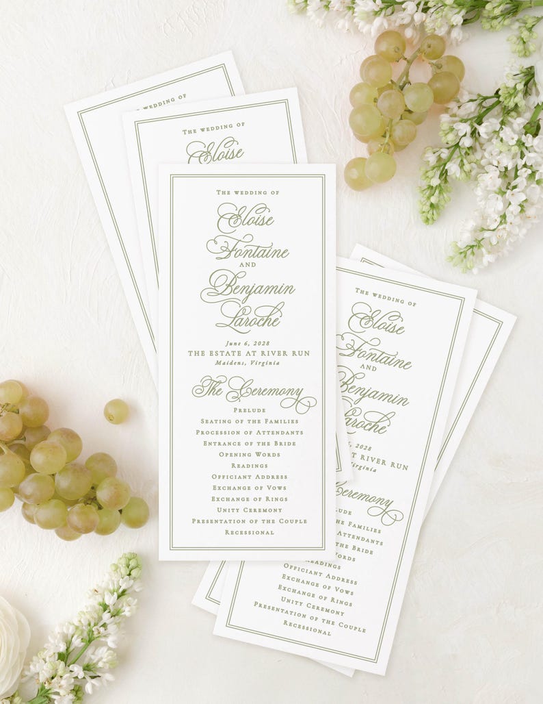 wedding invitations for the wedding of Claude and Benjamin Laroche, with details about the ceremony and reception.