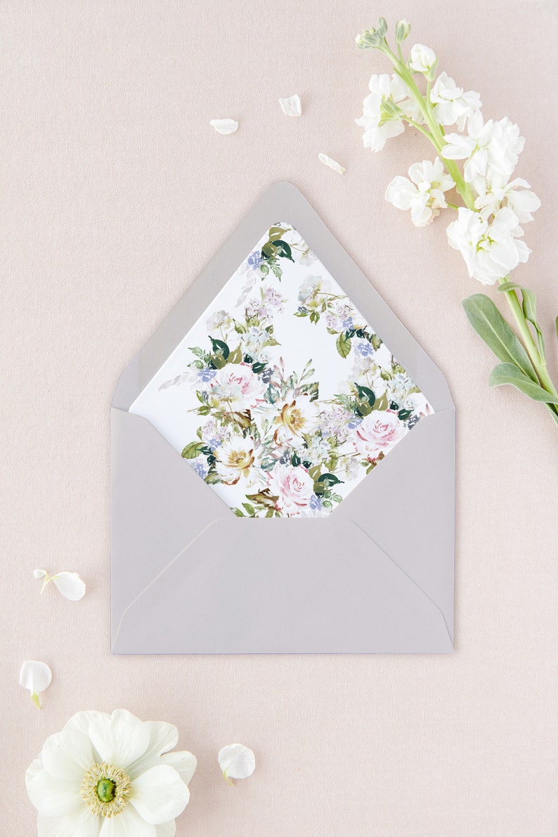 Floral Lined Envelopes for Elegant Wedding Invitations Etsy