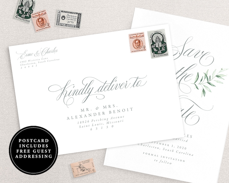 Simple Save the Dates Printed Greenery Wedding Save the Date Cards Olive Branch Save the Date Postcard Elegant Save the Date Printable