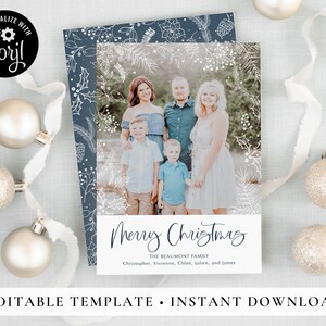 Modern Christmas Card Template, Printable Christmas Cards, Digital Download Holiday Cards, Instant Download Greeting Cards, Corjl #K0O78