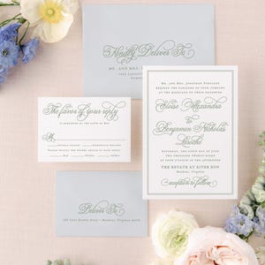 Sage Green Wedding Invitation Templates, Classic Wedding Invitations Instant Download, Regency Style Wedding Invite Printable MPD1005 image 14