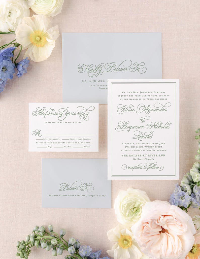 Sage Green Wedding Invitation Templates, Classic Wedding Invitations Instant Download, Regency Style Wedding Invite Printable MPD1005 image 14