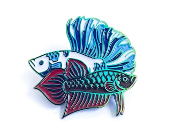 Wild Type betta rainbow metal enamel pin