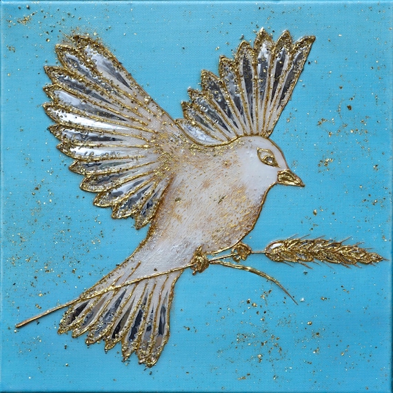 The Hope. An Original Art. Mixed Media Painting. Epoxy, Mirror, Gold Leaf wall decor.