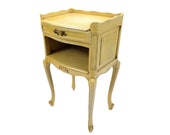 Louis XV style bedside nightstand cracked patina wooden end table furniture antique shabby chic vintage France
