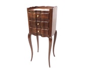 Vintage wooden bedside table Louis XV style, sofa end, old furniture Shabby Chic, Cabinet with drawers
