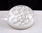 Vintage paper parchment press decorates pressed glass flowers, very original work