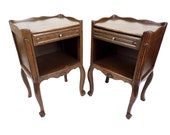 Pair of nightstands Louis XV style vintage wood nightstand end table Cabinet old shabby chic furniture has drawers vintage France