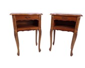 Pair of nightstands Louis XV style vintage wood nightstand end table Cabinet old shabby chic furniture has drawers vintage France