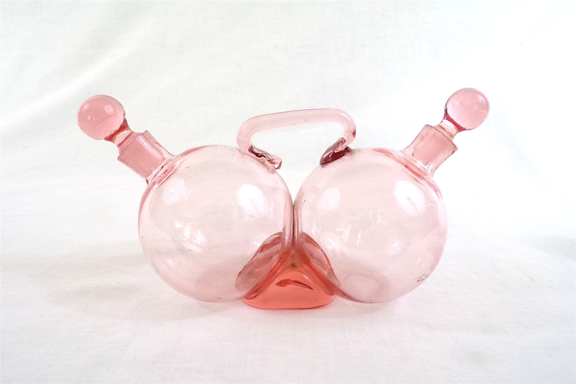 Serviteur de Table en Verre Rose Huile et Vinaigre, Sufflé, Idée Cadeau