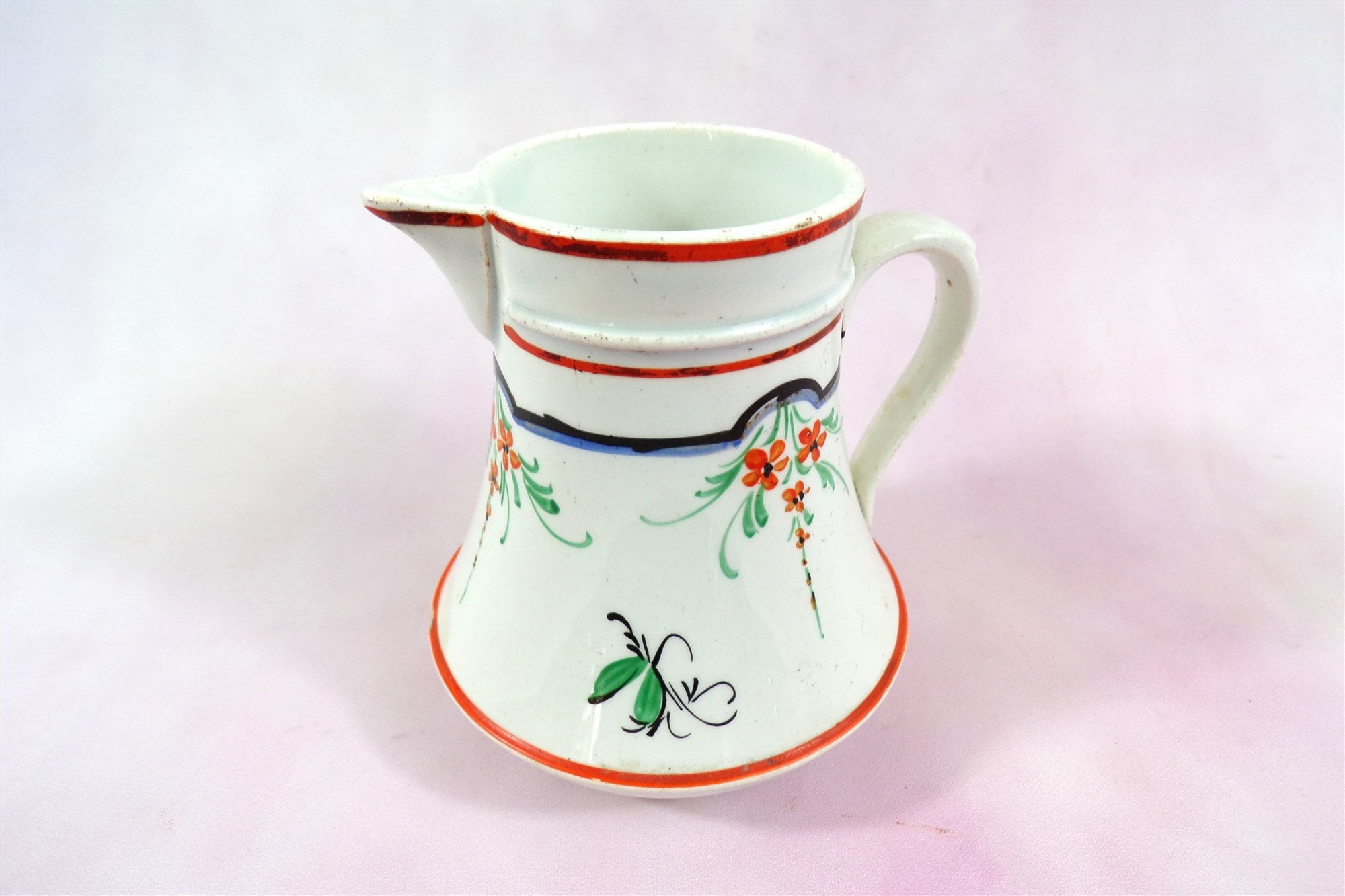 Crémier Vintage, Pot A Lait en Porcelaine de Creil & Montereau, Peint à La Main