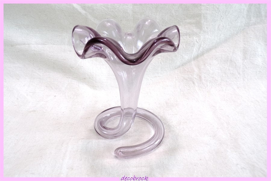 Vase Vintage en Verre Soufflé Violet Shabby Chic Décoration France Vintagefr Idée Cadeau de Noël