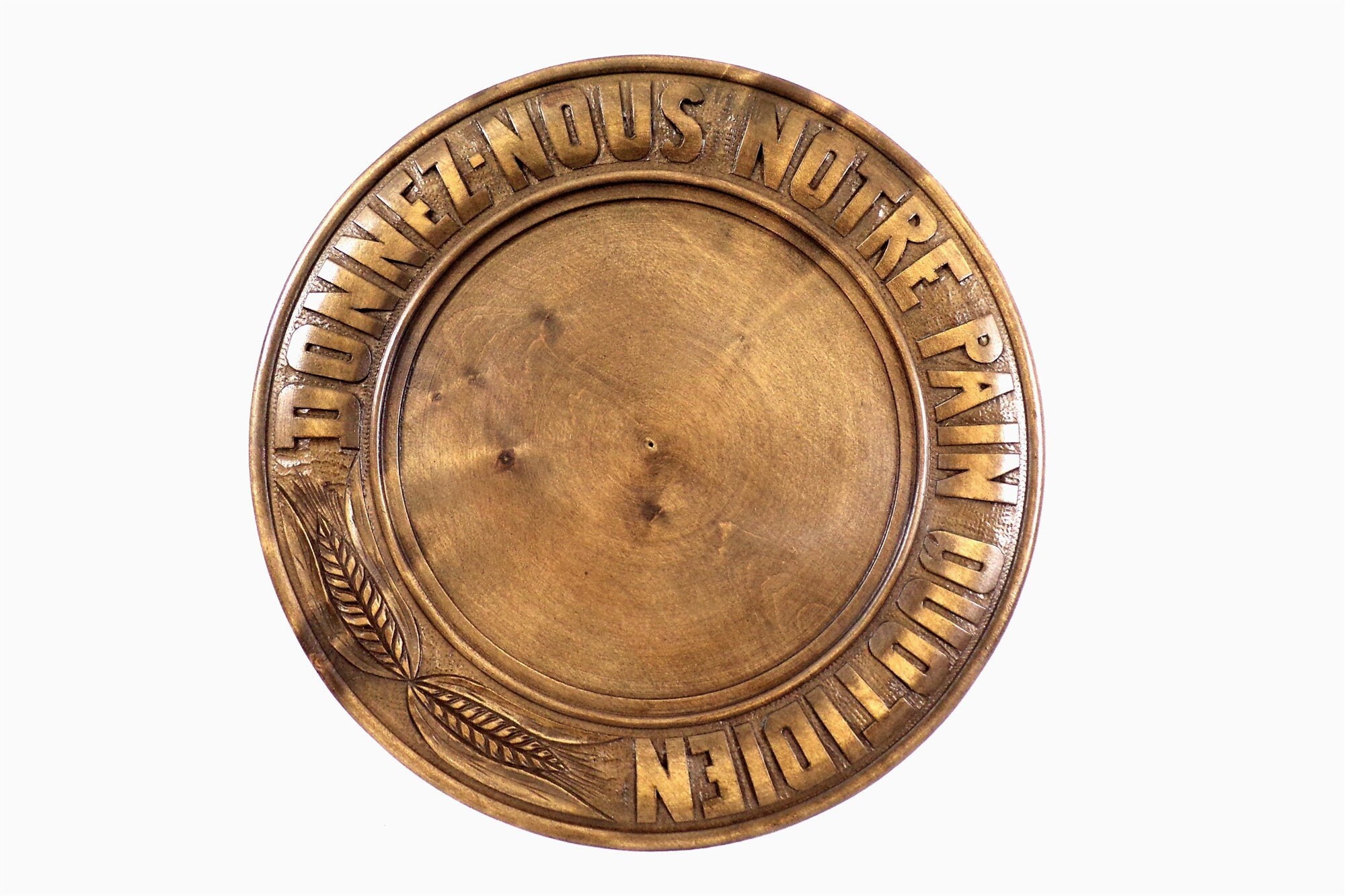 Plateau à Pain Décoration Murale en Bois Sculptée Donnez Nous Notre Quotidien Vintage France Vintage