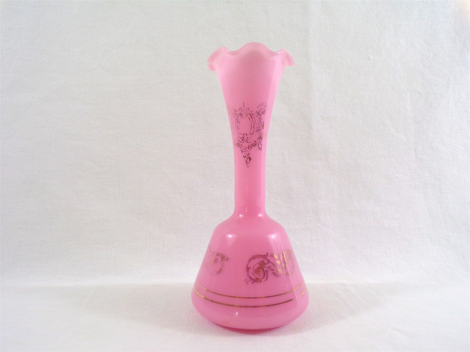 Vase Vintage en Opaline Décor Or, Shabby Chic, France, Idée Cadeau Pour Elle