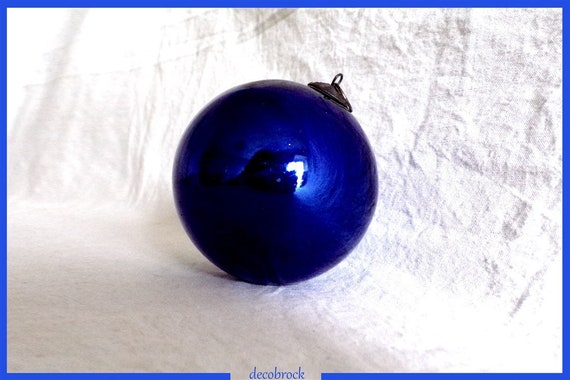 Ancienne Boule De Noël Ou De Pardon En Verre églomisé Mercurisé Bleu Nuit Sapin De Noël Décorations De Noël Vintage France Vintagefr