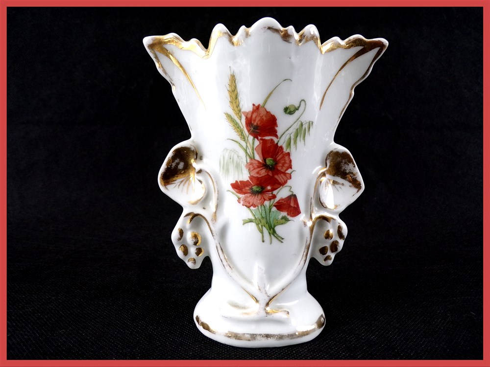 Vase de Mariée Vintage Napoléon Iii Porcelaine Paris Décor Coqulicots Shabby Chic France Vintagefr