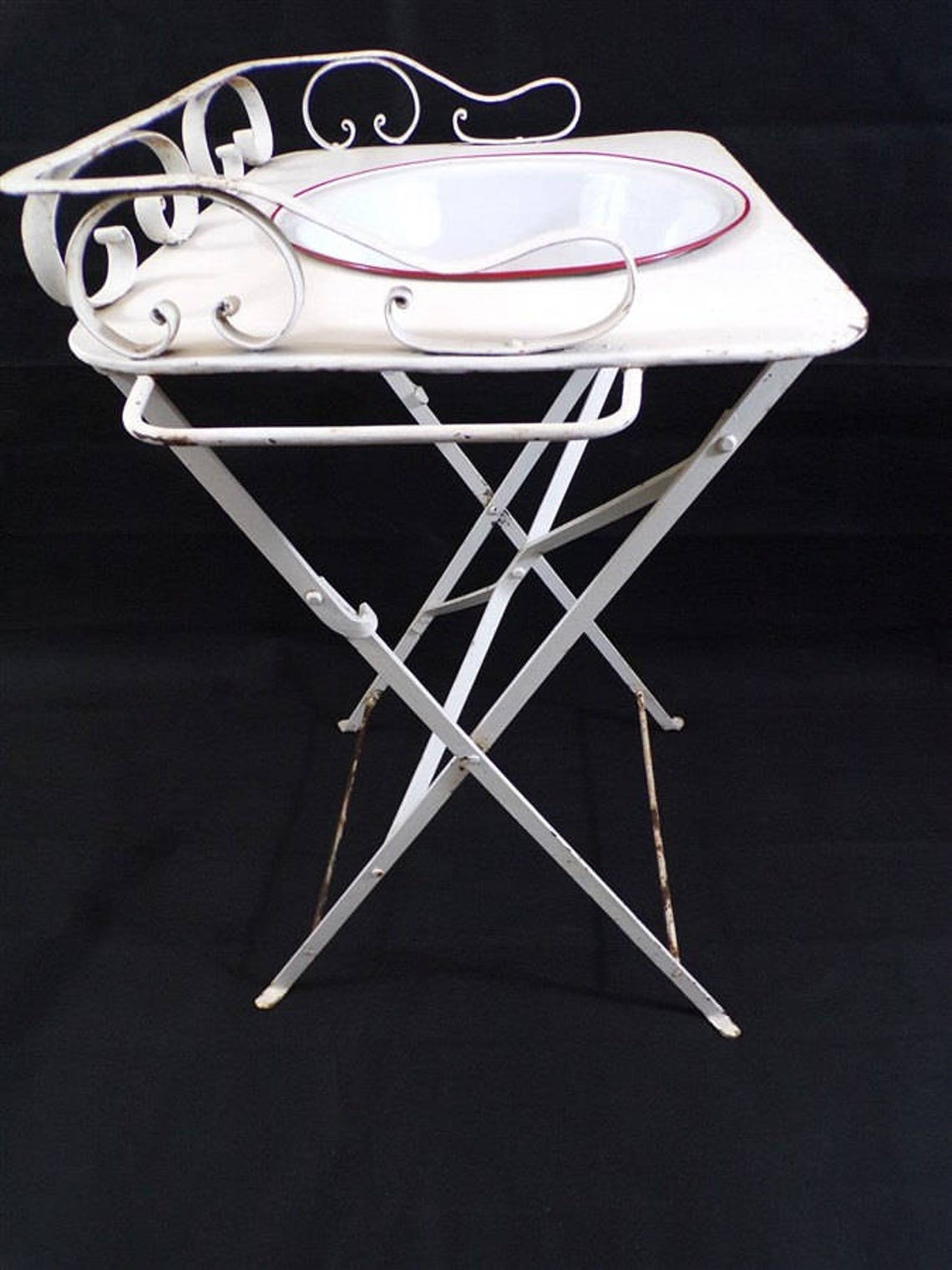 Toilet table with metal bowl enamelled art nouveau era 1900 Etsy