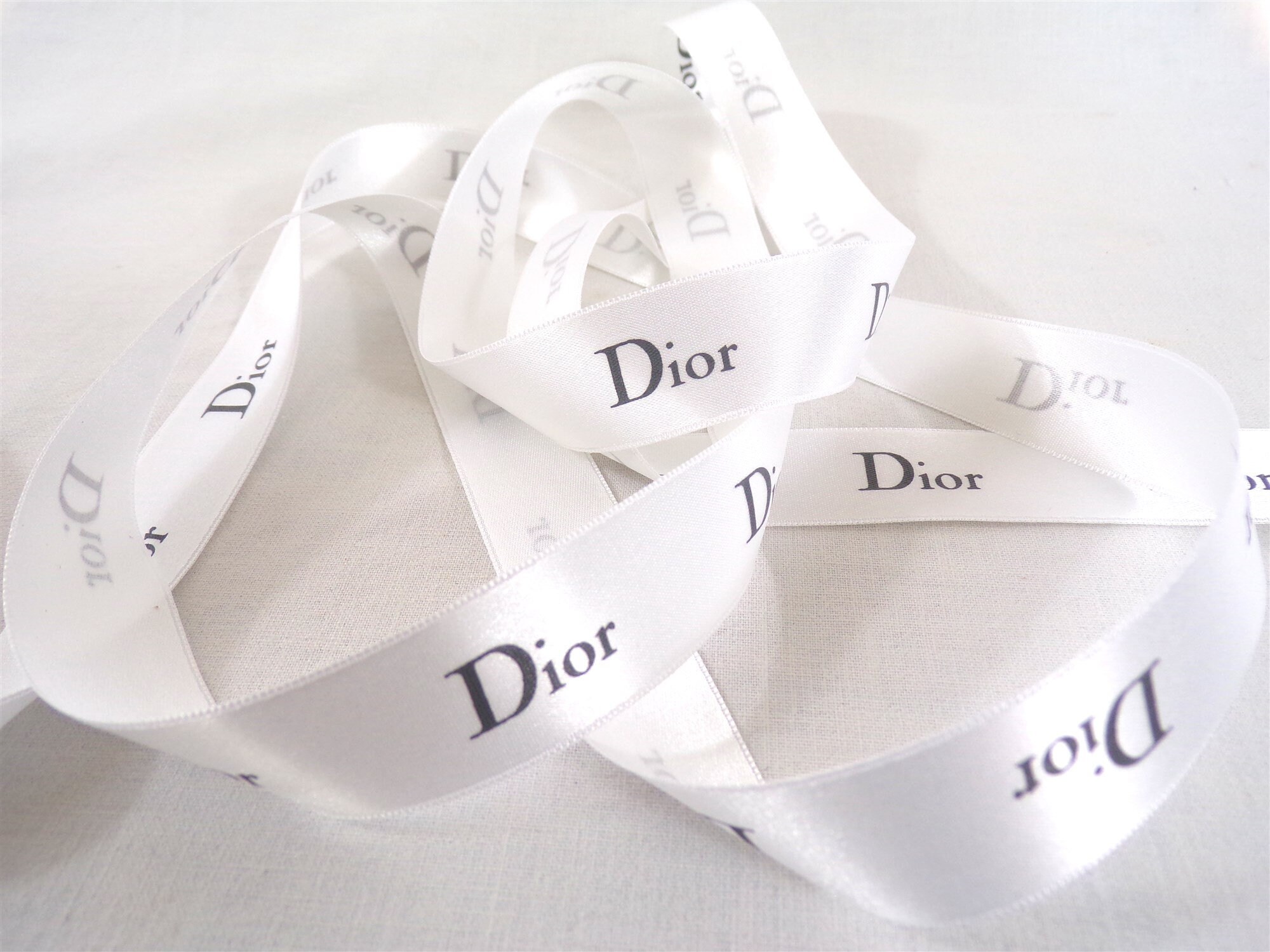 Dior ribbon in white satin marking authentic grey vintage Etsy