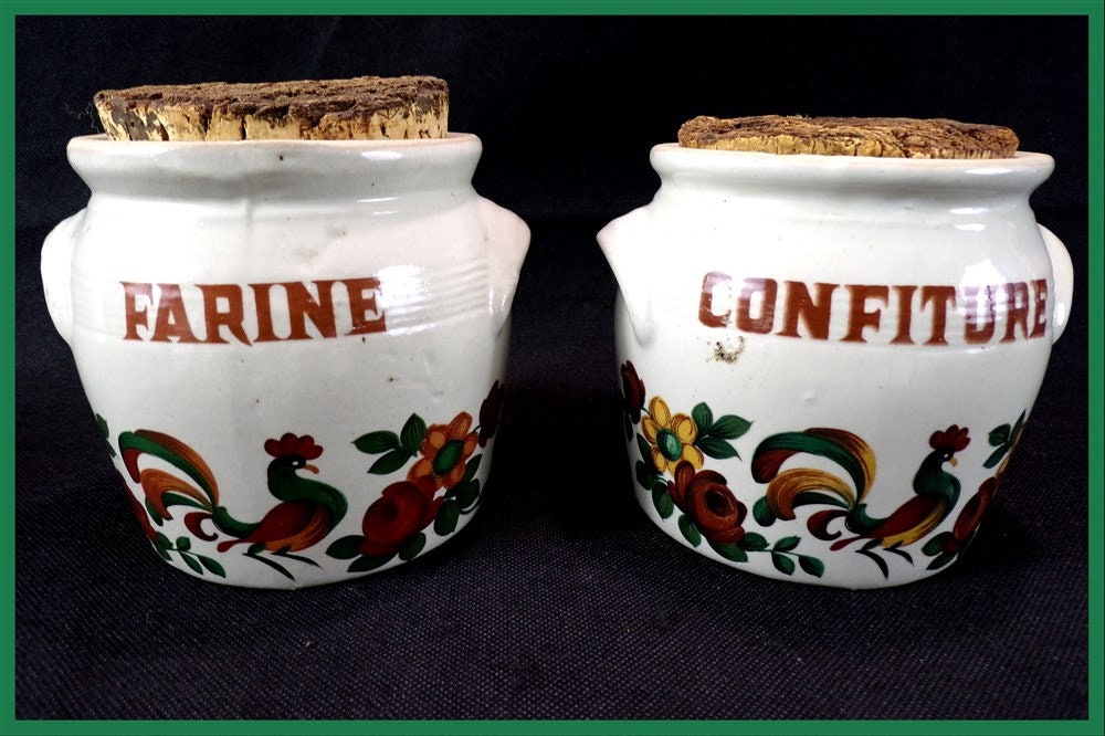 Pots de Cuisine en Grès Émaillé Limoges Décor Coq Réhaussé Main Décoration Vintage France Vintagefr 